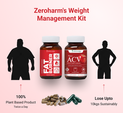 Zeroharm Weight Management Kit | With Apple cider vinegar & Fat Burner| Weight Loss Supplement Combo | Natural Ingredients for Sustainable Weight Loss