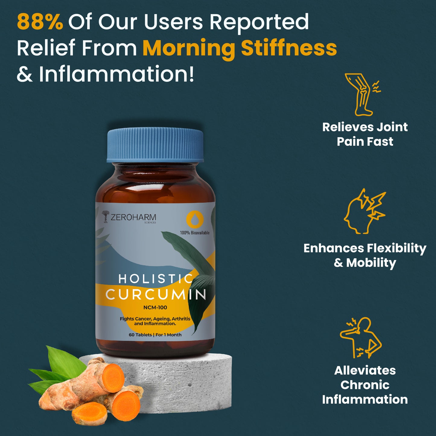 Holistic Curcumin Tablets With 95% Curcuminoids & Piperine