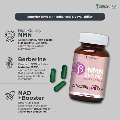 NMN 250 MG + Berberine | 30 Capsules to Boost NAD+